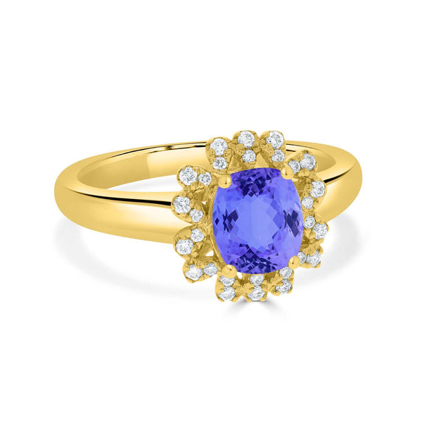 1ct Oval Tanzanite Ring with 0.13 cttw Diamond
