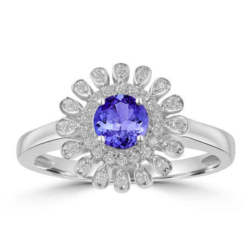0.56ct Round Tanzanite Ring with 0.14 cttw Diamond