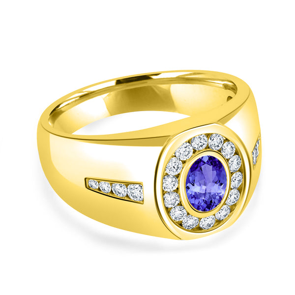 0.48ct Oval Tanzanite Men's Ring with 0.53 cttw Diamond