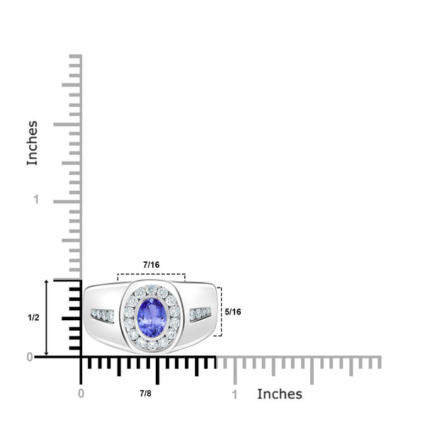 0.48ct Oval Tanzanite Men's Ring with 0.53 cttw Diamond