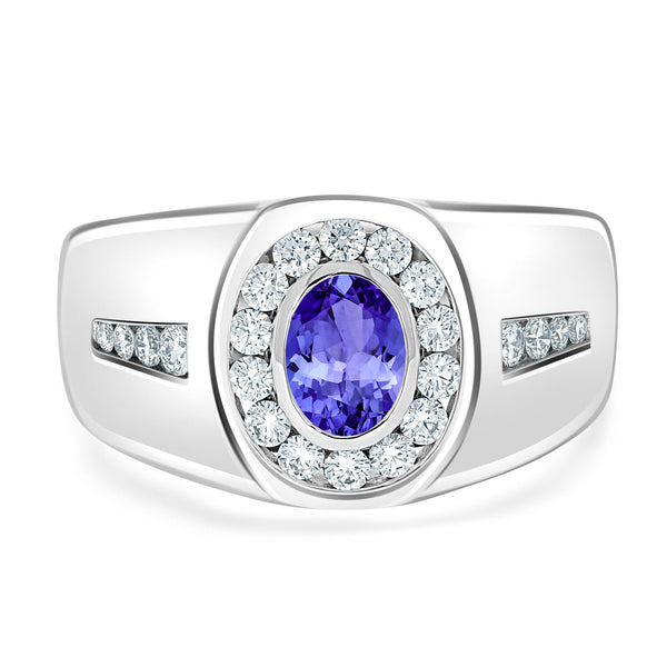 0.48ct Oval Tanzanite Men's Ring with 0.53 cttw Diamond