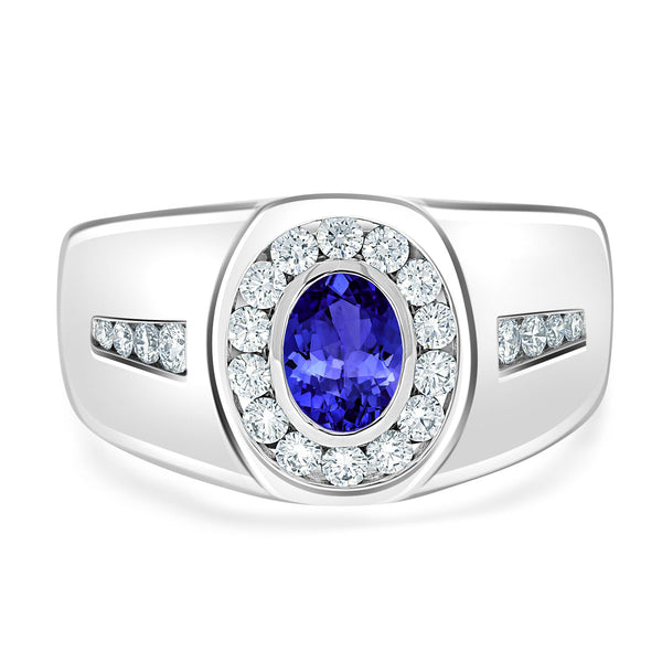 0.48ct Oval Tanzanite Men's Ring with 0.53 cttw Diamond