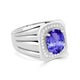 3.9 ct Oval Tanzanite Men's Ring with 0.31 cttw Diamond