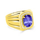 3.9 ct Oval Tanzanite Men's Ring with 0.31 cttw Diamond