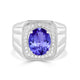 3.9 ct Oval Tanzanite Men's Ring with 0.31 cttw Diamond