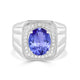 3.9 ct Oval Tanzanite Men's Ring with 0.31 cttw Diamond