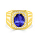 3.9 ct Oval Tanzanite Men's Ring with 0.31 cttw Diamond