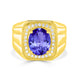 3.9 ct Oval Tanzanite Men's Ring with 0.31 cttw Diamond