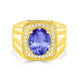 3.9 ct Oval Tanzanite Men's Ring with 0.31 cttw Diamond