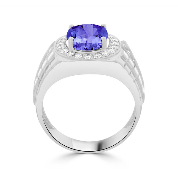 3.9 ct Oval Tanzanite Men's Ring with 0.44 cttw Diamond