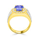 3.9 ct Oval Tanzanite Men's Ring with 0.44 cttw Diamond