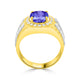 3.9 ct Oval Tanzanite Men's Ring with 0.44 cttw Diamond