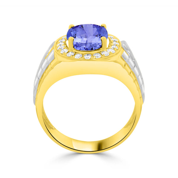 3.9 ct Oval Tanzanite Men's Ring with 0.44 cttw Diamond