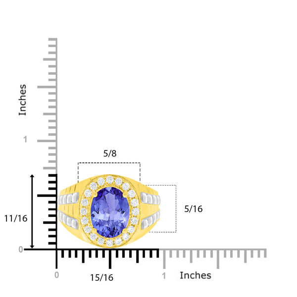 3.9 ct Oval Tanzanite Men's Ring with 0.44 cttw Diamond