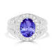 3.9 ct Oval Tanzanite Men's Ring with 0.44 cttw Diamond