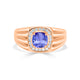 1.15 ct Cushion Tanzanite Men's Ring with 0.21 cttw Diamond