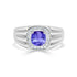 1.15 ct Cushion Tanzanite Men's Ring with 0.21 cttw Diamond