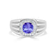 1.15 ct Cushion Tanzanite Men's Ring with 0.21 cttw Diamond