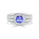 1.15 ct Cushion Tanzanite Men's Ring with 0.21 cttw Diamond