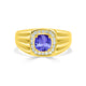 1.15 ct Cushion Tanzanite Men's Ring with 0.21 cttw Diamond