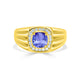 1.15 ct Cushion Tanzanite Men's Ring with 0.21 cttw Diamond