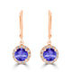 1.8ct Round Tanzanite Dangle Earring with 0.2 cttw Diamond