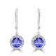 1.8ct Round Tanzanite Dangle Earring with 0.2 cttw Diamond