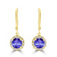 1.8ct Round Tanzanite Dangle Earring with 0.2 cttw Diamond