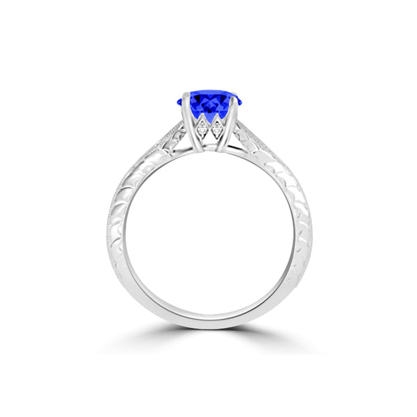 TMR121104 - Isabella - Round Tanzanite and Diamond Ring