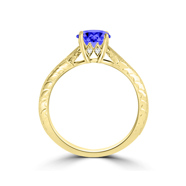 TMR121104 - Isabella - Round Tanzanite and Diamond Ring