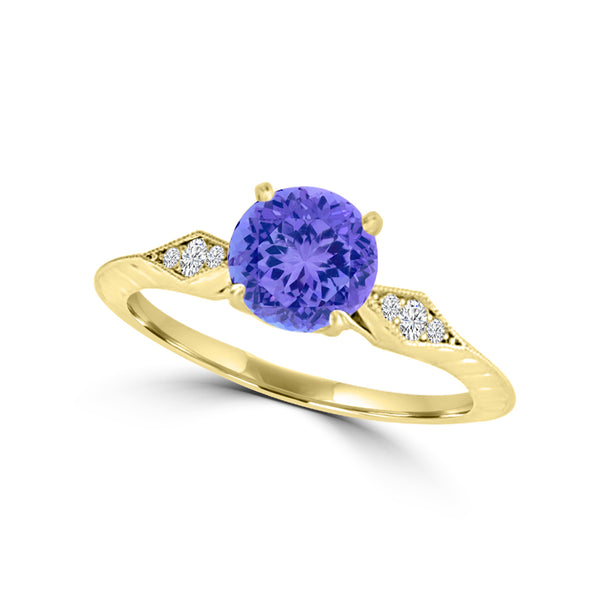 TMR121104 - Isabella - Round Tanzanite and Diamond Ring