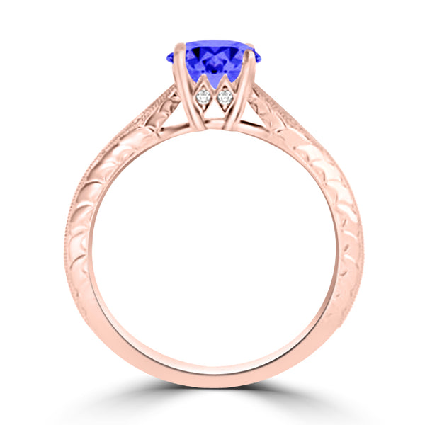 TMR121104 - Isabella - Round Tanzanite and Diamond Ring