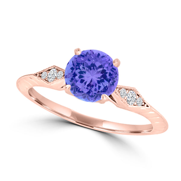 TMR121104 - Isabella - Round Tanzanite and Diamond Ring