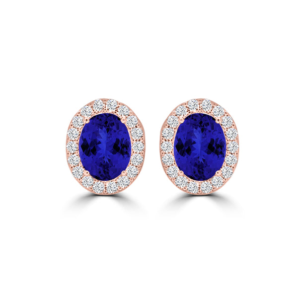 TMR121109 - Harper - Oval Tanzanite and Diamond Earring Halo