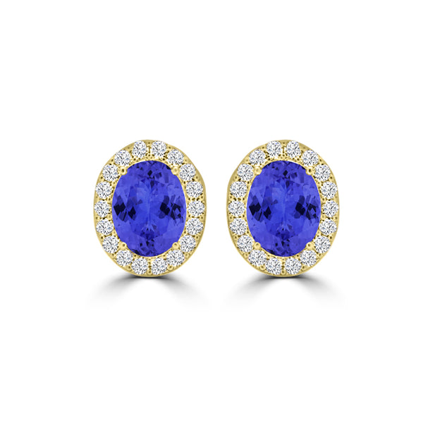 TMR121109 - Harper - Oval Tanzanite and Diamond Earring Halo