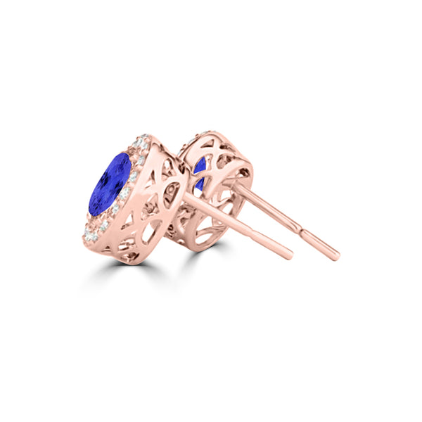 TMR121109 - Harper - Oval Tanzanite and Diamond Earring Halo