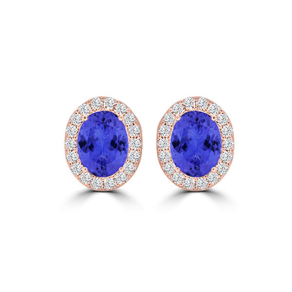 TMR121109 - Harper - Oval Tanzanite and Diamond Earring Halo