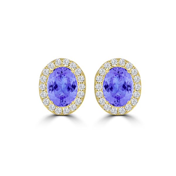 TMR121109 - Harper - Oval Tanzanite and Diamond Earring Halo