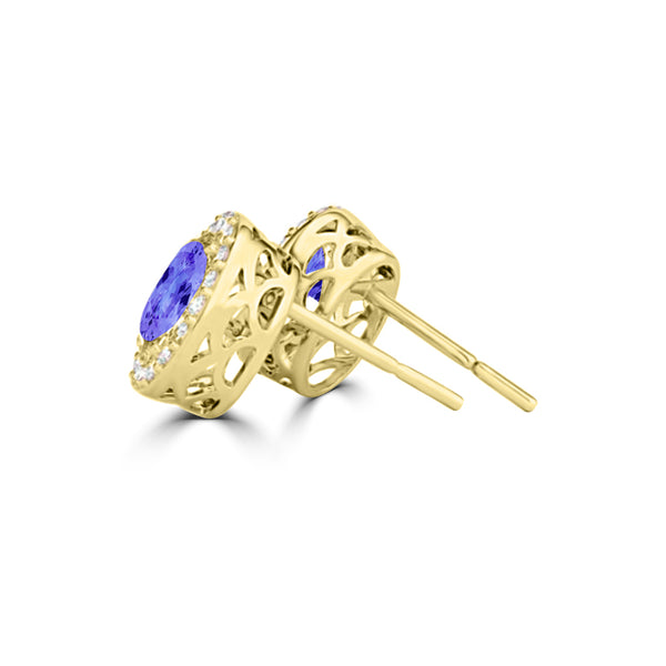 TMR121109 - Harper - Oval Tanzanite and Diamond Earring Halo