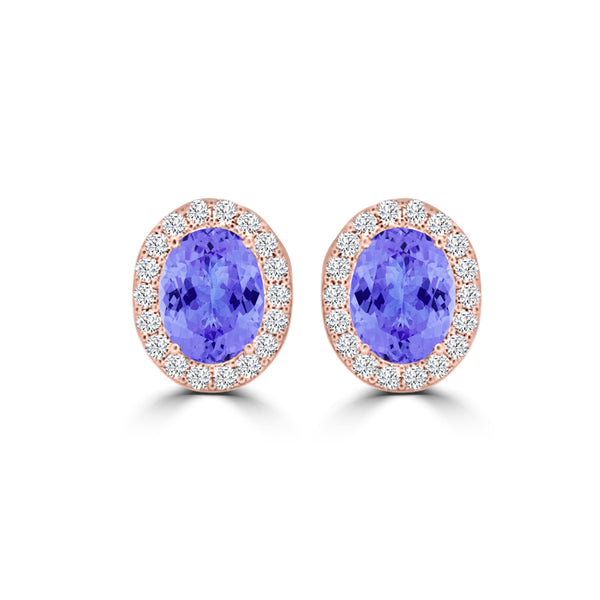 TMR121109 - Harper - Oval Tanzanite and Diamond Earring Halo