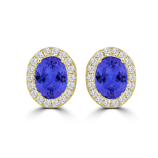 TMR121109 - Harper - Oval Tanzanite and Diamond Earring Halo