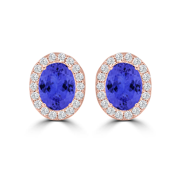 TMR121109 - Harper - Oval Tanzanite and Diamond Earring Halo