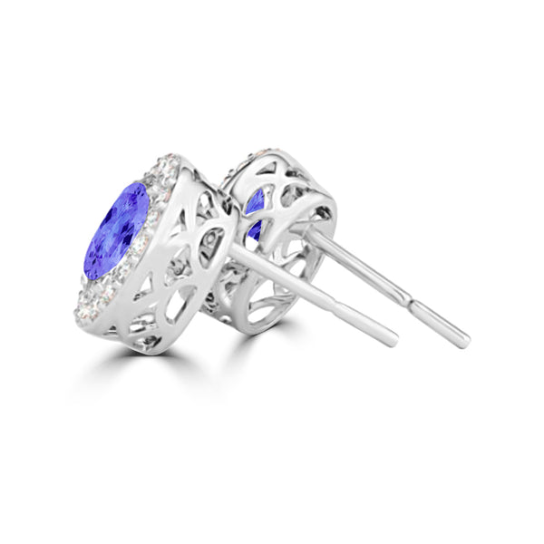 TMR121109 - Harper - Oval Tanzanite and Diamond Earring Halo