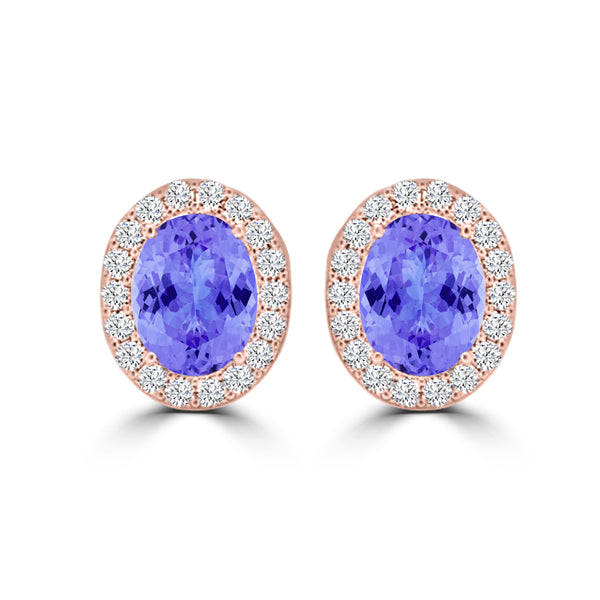 TMR121109 - Harper - Oval Tanzanite and Diamond Earring Halo