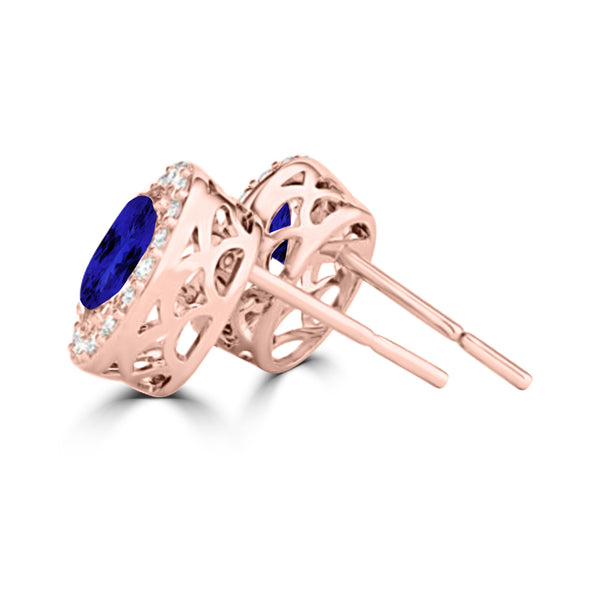 TMR121109 - Harper - Oval Tanzanite and Diamond Earring Halo