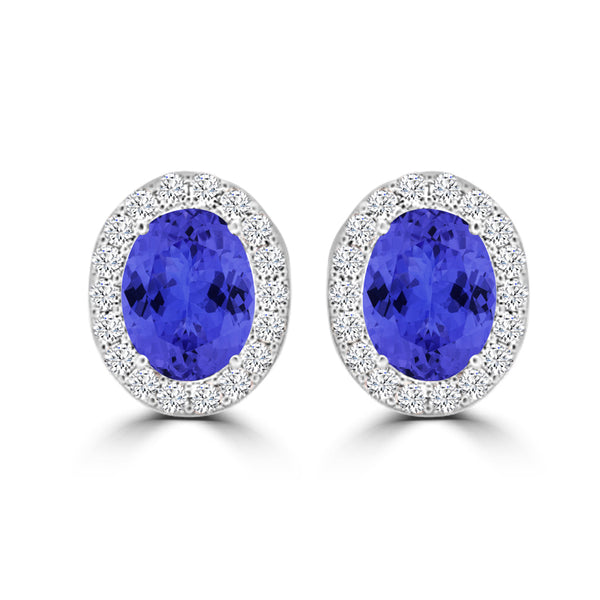 TMR121109 - Harper - Oval Tanzanite and Diamond Earring Halo