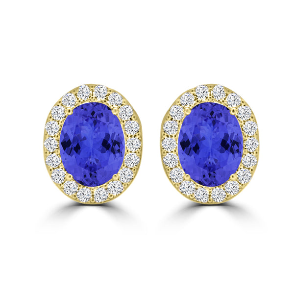 TMR121109 - Harper - Oval Tanzanite and Diamond Earring Halo