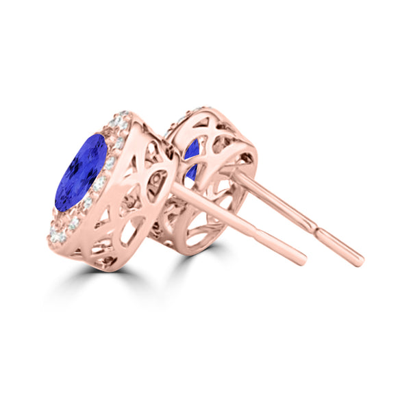 TMR121109 - Harper - Oval Tanzanite and Diamond Earring Halo