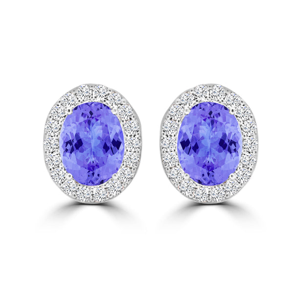 TMR121109 - Harper - Oval Tanzanite and Diamond Earring Halo