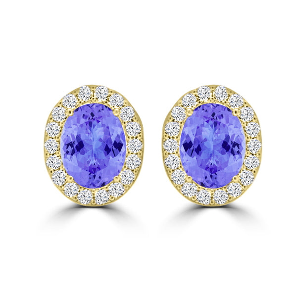 TMR121109 - Harper - Oval Tanzanite and Diamond Earring Halo